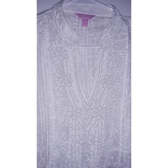 Lilly Pulitzer Sz XS SARASOTA Beaded Sequin Embellished Tunic Top - Picture 4 of 10